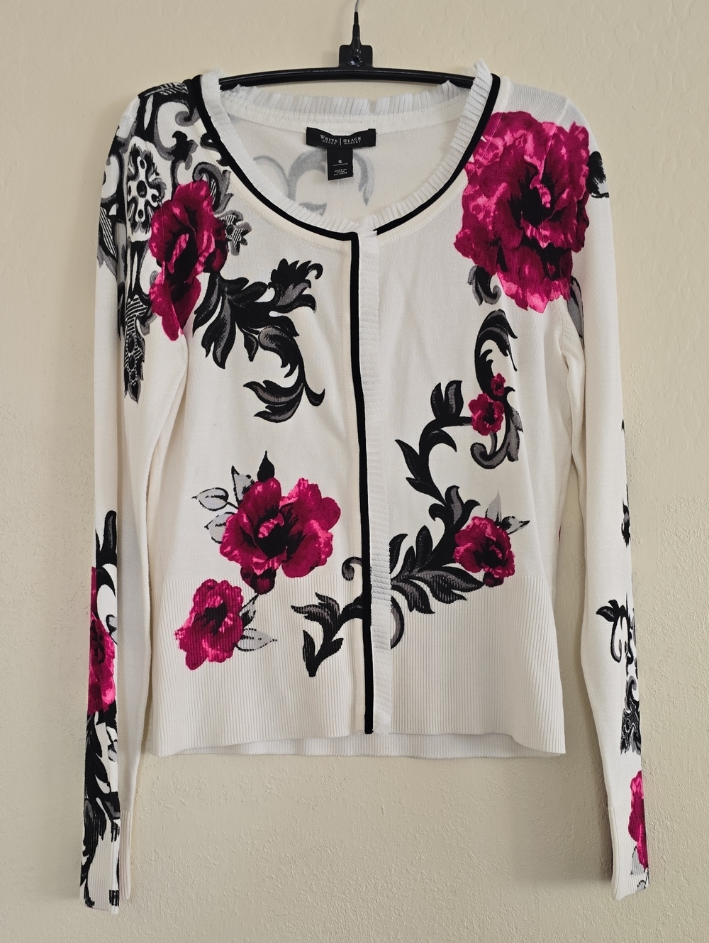 NWT WHBM White Floral Cardigan
